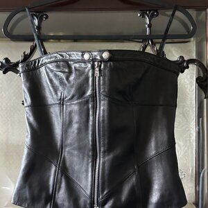 Laundry by Shelli Segal genuine leather strapless top. Size S. $50. Drop to $40